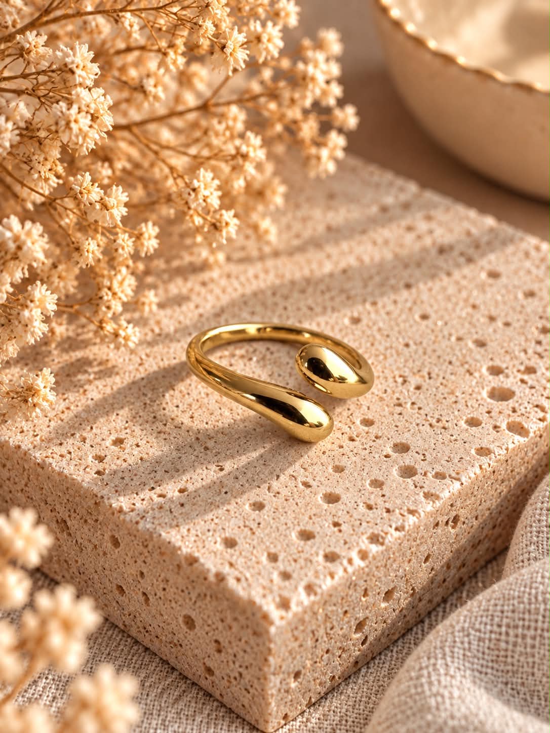 Bague gouttes dorées