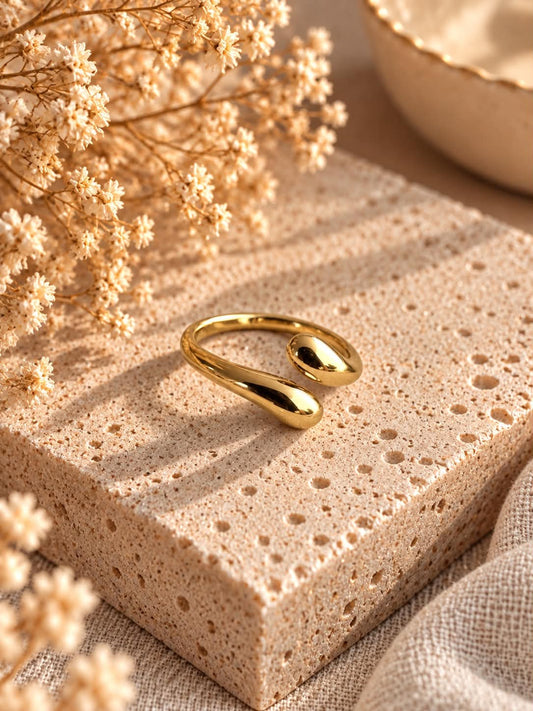 Bague gouttes dorées