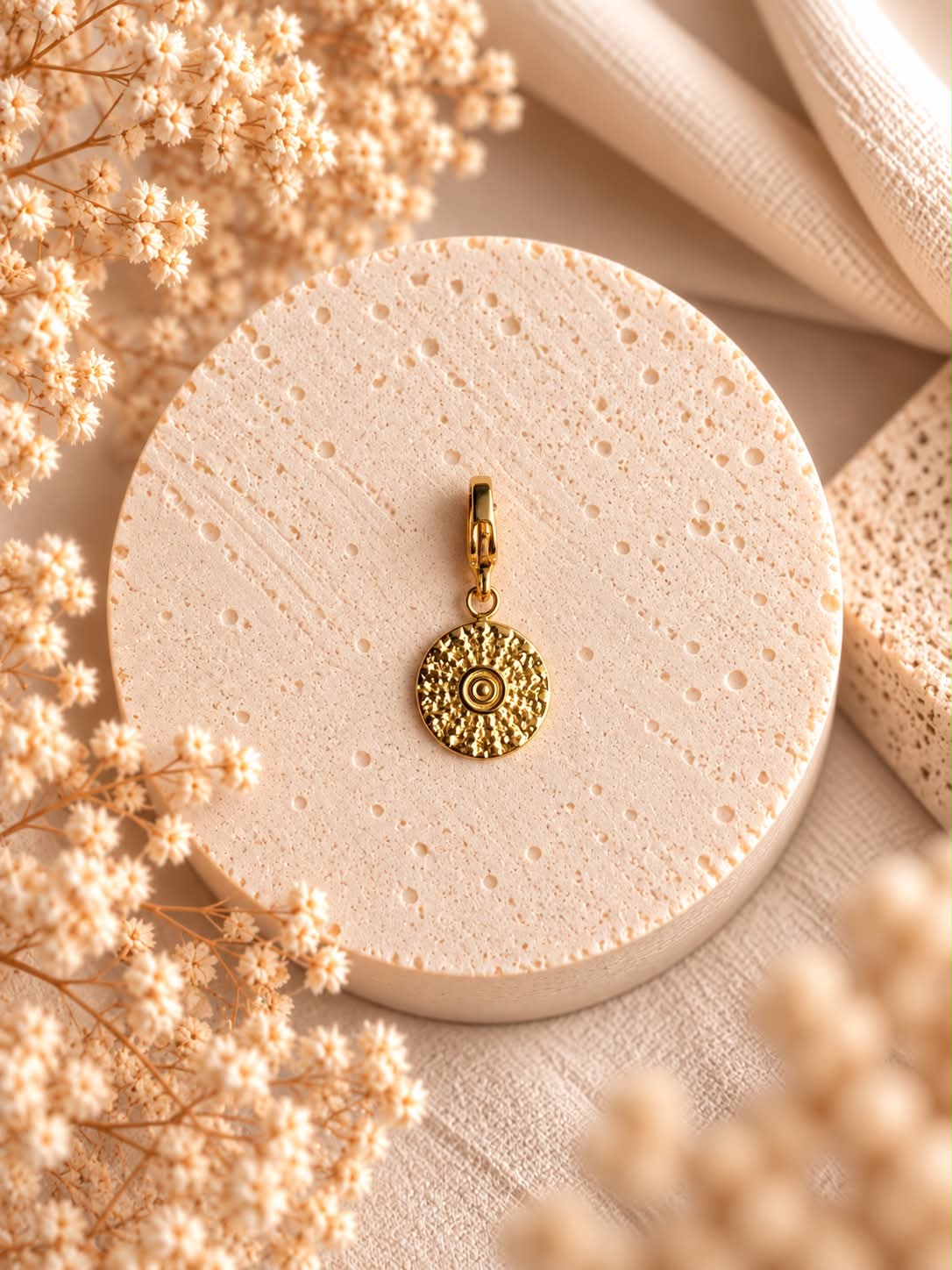 Charm Médaille Spirale Dorée